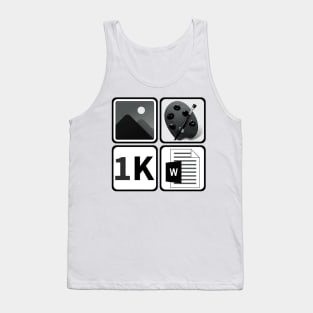 A Picture Paints A Thousand Words Icon Design T-Shirt (In Black and White) Tank Top